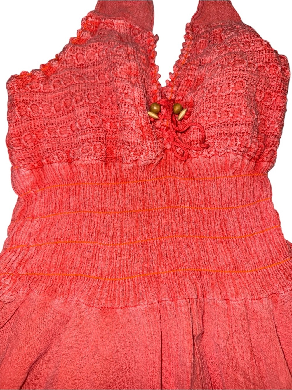 Boho Coral Halter Dress - Picture 2 of 5